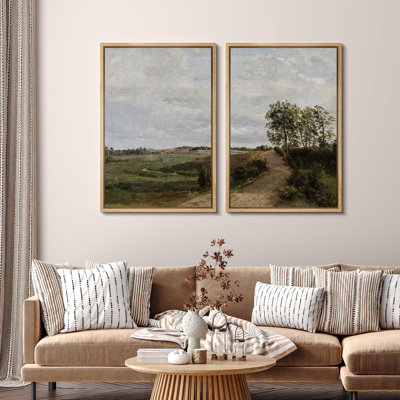 Rustic Countryside " Rural Countryside Pathway Matching Landscape Duo " 2 - Pieces
