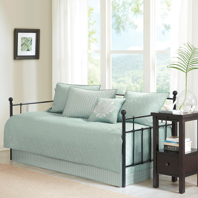 6 Lit de jour réversible pour lit simple - comprenant une housse, des taies décoratives et un coussin décoratif 6 pièces pour matelas, avec