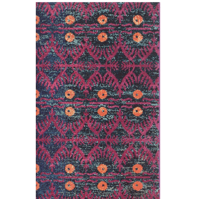 Tapis rose Isabea Ikat, Tapis de couloir 2 pi 2 po x 6 pi