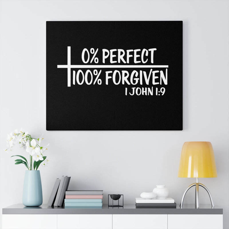 Forgiven 1 John 1:9 1 Piece Wrapped Canvas Wall Art, 28cm H x 36cm W