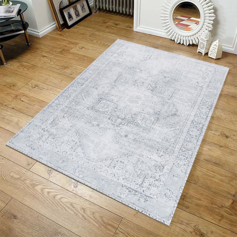 Sparx I Transitional Gray Washable Modern Rug, Rectangle 2'7" x 3'9"