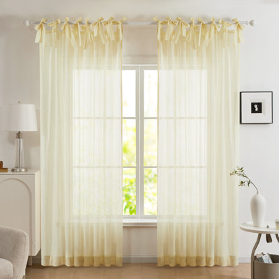 Adjustable Tie-Top Semi-Sheer Curtain Panel