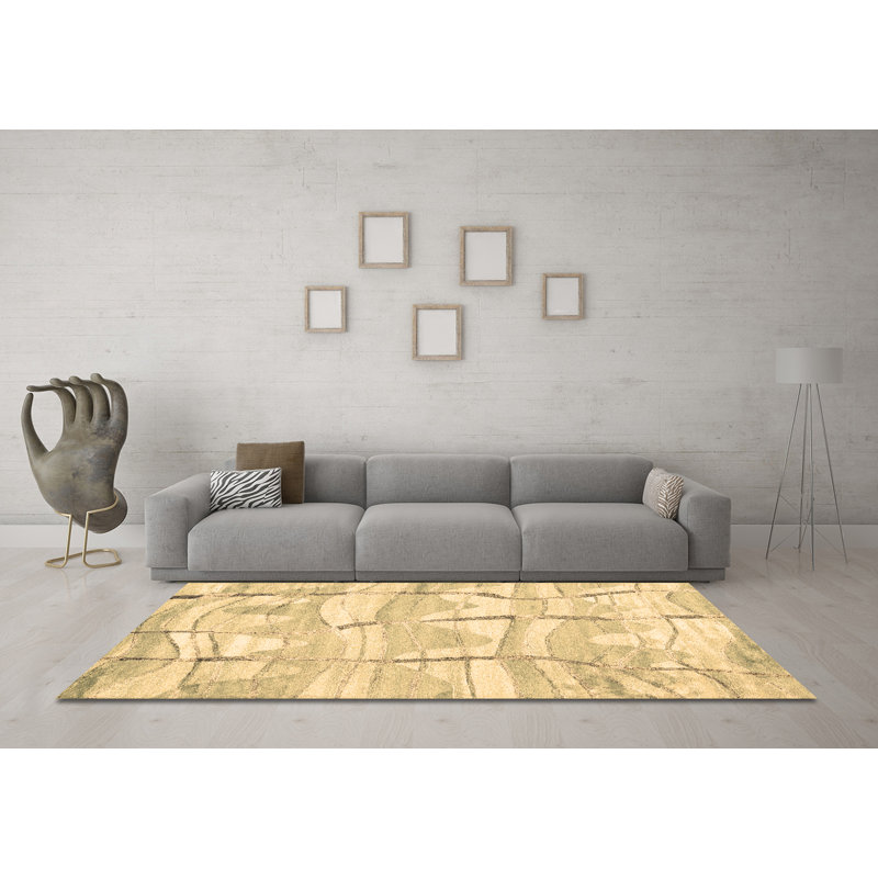 Washable Abstract Indoor Rug, Round 5'