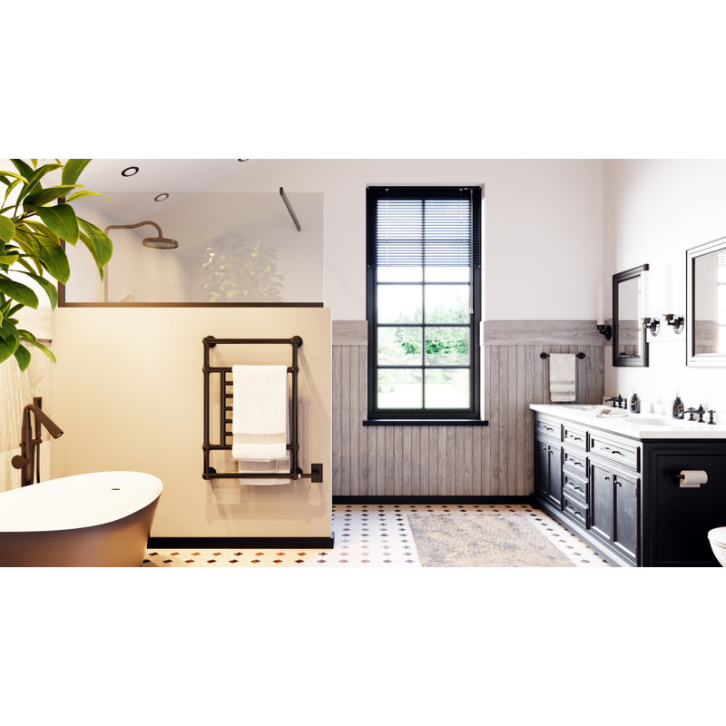 23.5"x38"x5" Thames Wall Mounted Traditional Electric Plug-In Towel Warmer - Chrome, Fluid Filled, Industrial Design, Lifetime Warranty