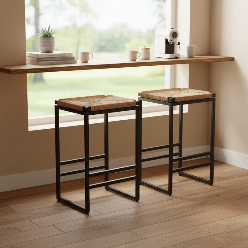 Ensemble de 2 tables de bout de style industriel avec plateau en bois et structure en métal