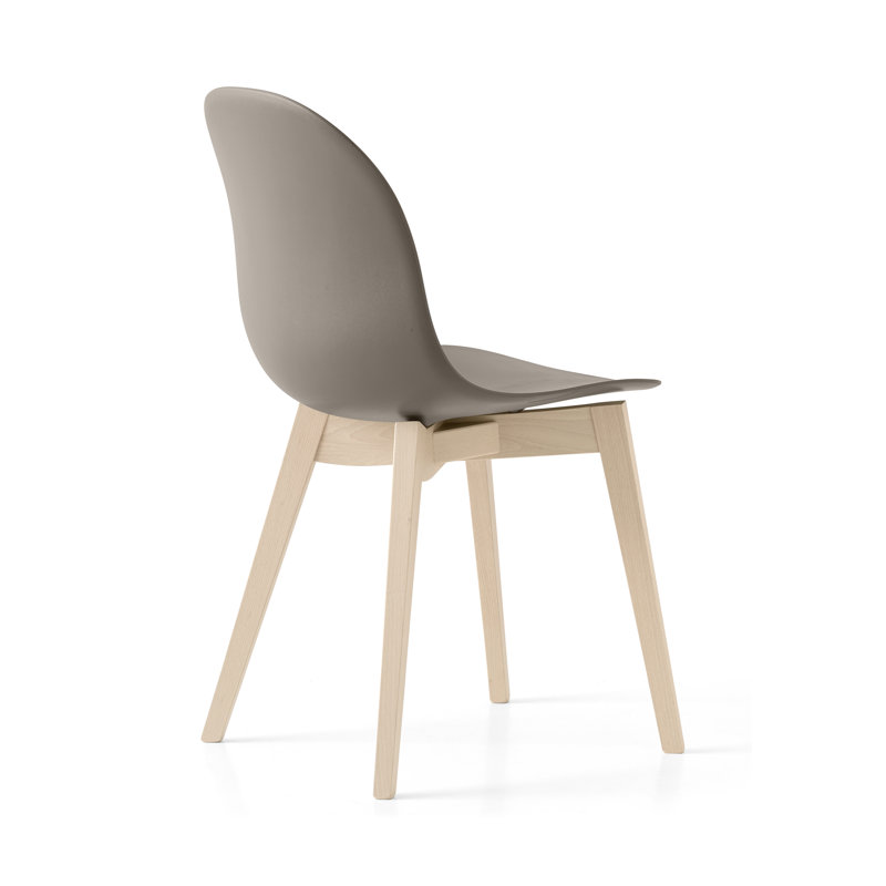 Academy Side Chair with Wooden Frame, Bleached, Matte Taupe