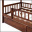 Lit en bois pour la maison avec deux tiroirs, structure en bois de pin durable et toit suspendu pour chambre d'enfant-202568673