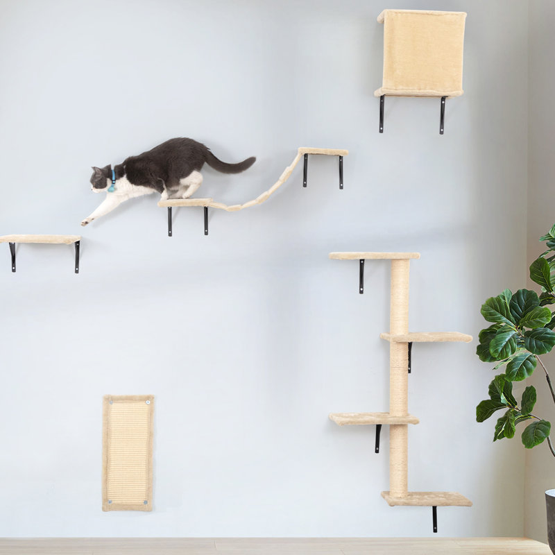 Tablettes murales pour arbre à chat, Beige