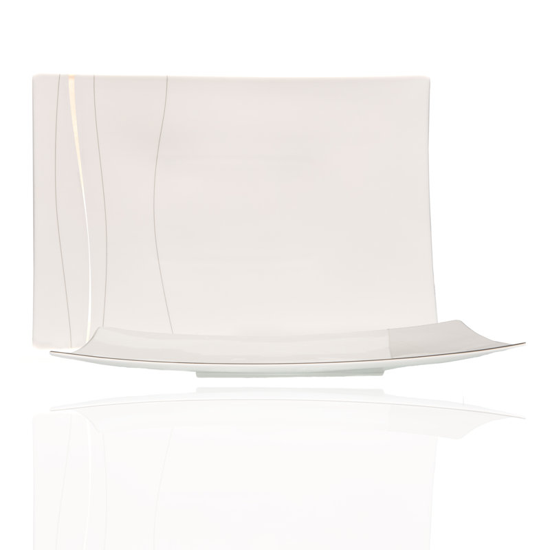 Plateau rectangulaire en porcelaine rouge os Vanett