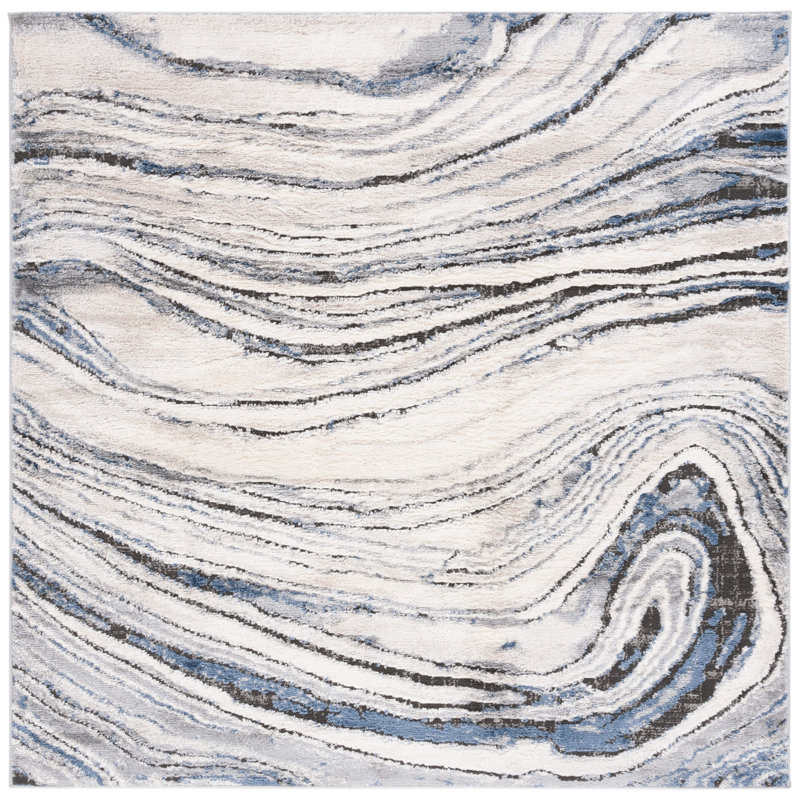 Dorreen Performance Abstract Rug, Square 6'7"