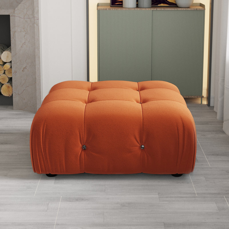 Repose-pieds cylindrique carré de 34,5 po Jesse, Orange
