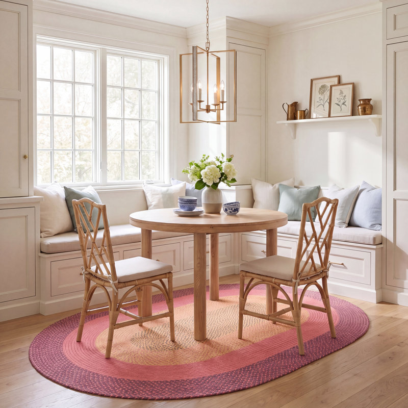 Tapis rayé en coton tissé à la main Georgina, Ovale 5 pi x 8 pi
