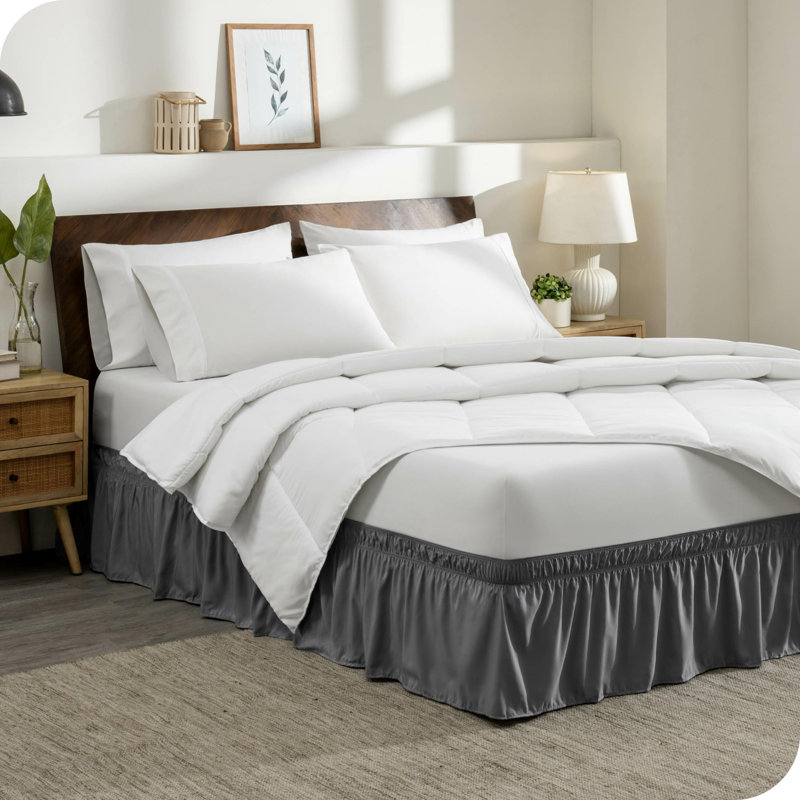 Ruffled Wrap Around Bed Skirt, White, California King
