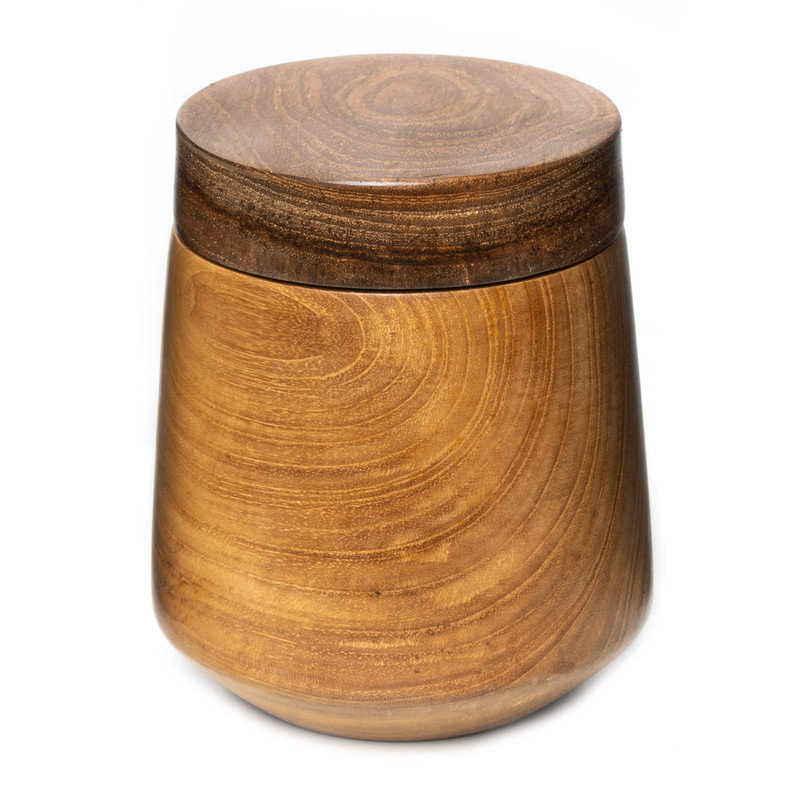 Rounded Edge Efran Wooden Bowl with Lid - Small