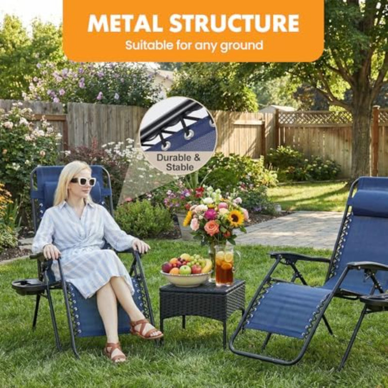 Ensemble de 2 fauteuils inclinables Zero Gravity, Bleu