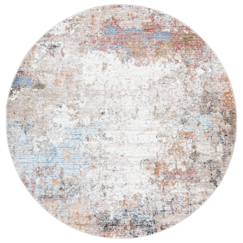 Idhika Performance Abstract Rug, Round 5'3"