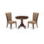 L'ensemble de table de salle à manger 3 pièces pour petits espaces comprend une table de cuisine ronde avec piédestal et 2 chaises Parson en tissu de lin sable clair, lin blanc-659802623-659802620-546808513
