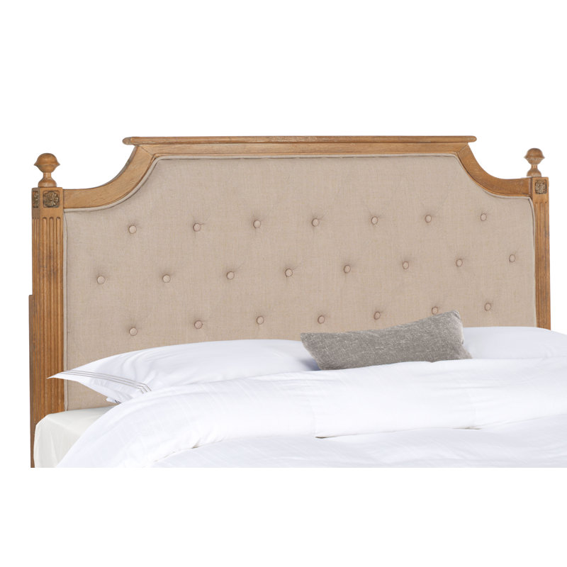 Beige Tufted Linen Upholstered Full Headboard