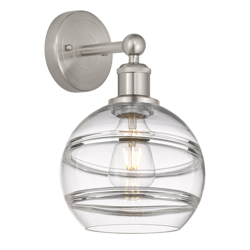 Applique murale 8 lumières Edison Bienes, Transparent, Nickel satiné, H 12,13 po x l 8 po x P 8,5 po
