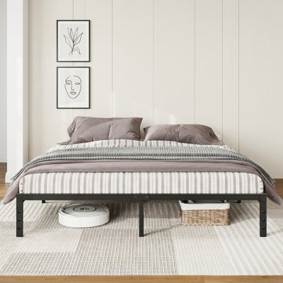 12 Inch King Size Bed Frame, 1200 LBS Heavy Duty Metal Platform with Steel Slats Support, No Box Spring Needed, Noise Free, Non-Slip, Easy Assembly