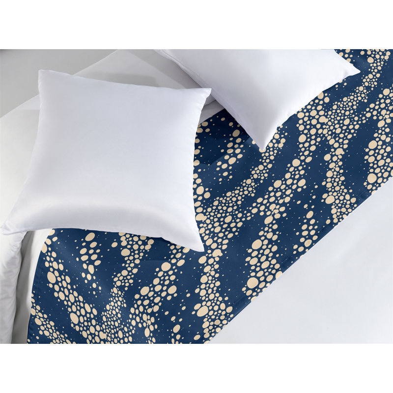 Ambesonne Abstract Bed Runner Bubbly Art Spots Stream Night Blue and Champagne, King