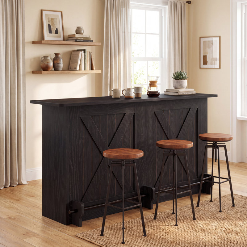 Bar Home avec tablettes à 2 niveaux, Noir