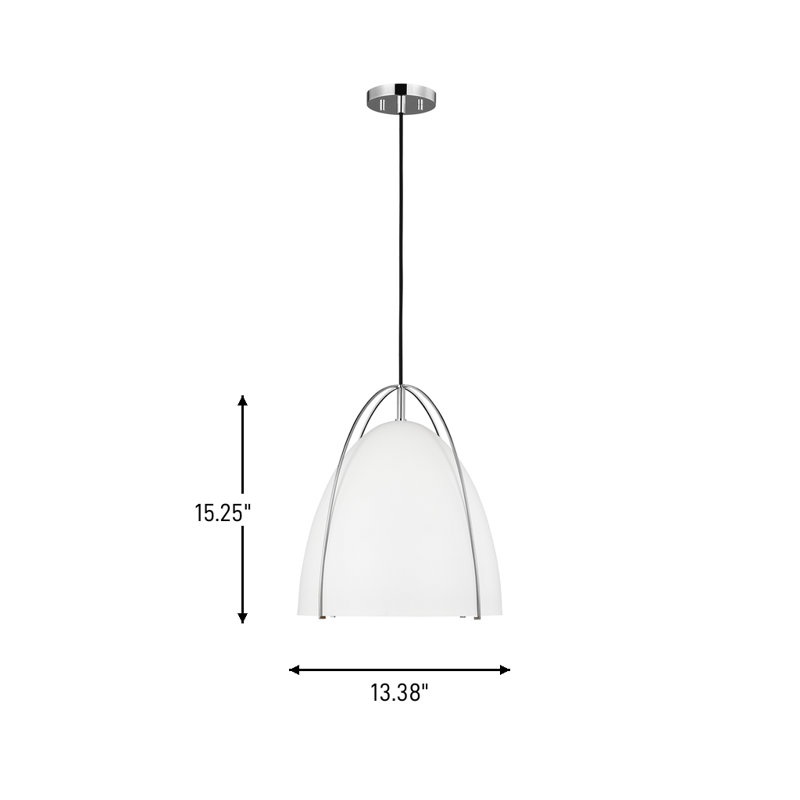 Luminaire suspendu à une lumière Norman de Visual Comfort Studio, Chrome, Blanc, Non