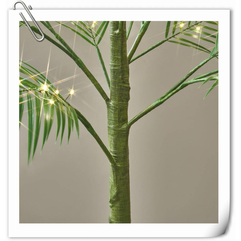 Lighted Palm Tree 4FT 240 LED Fairy Lights, Artificial Greenery Tree With Lights For Home Room Summer Decoration Indoor