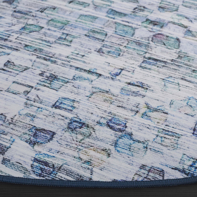 Brisseida Tacoma Performance Machine Washable Abstract Rug, Round 6'