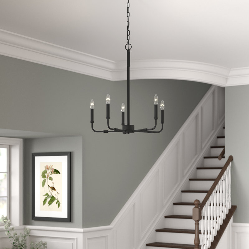Aarshiya 5 - Light Dimmable Classic / Traditional Chandelier, 25.25" H x 24" W x 24" D, Matte Black