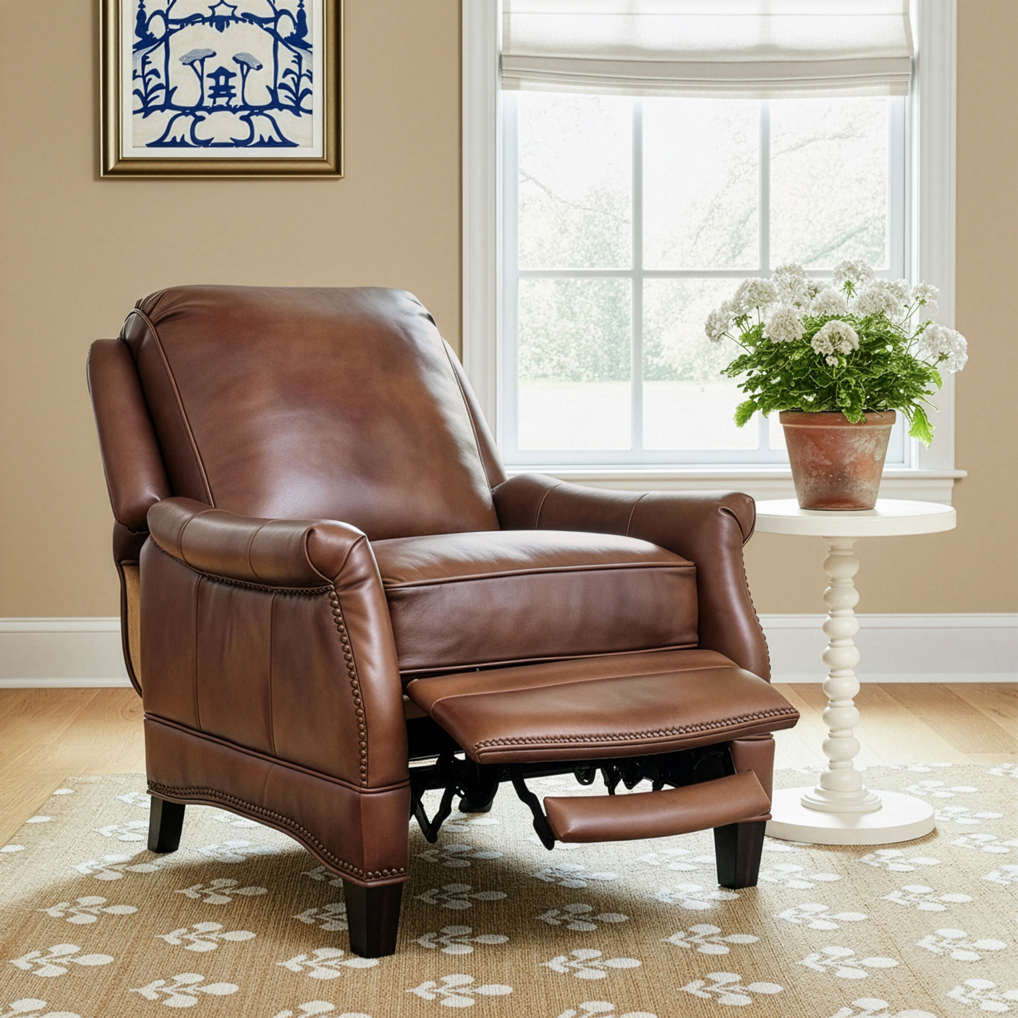 Dunlevy Recliner, Wenlock Tawny Split Grain Leather