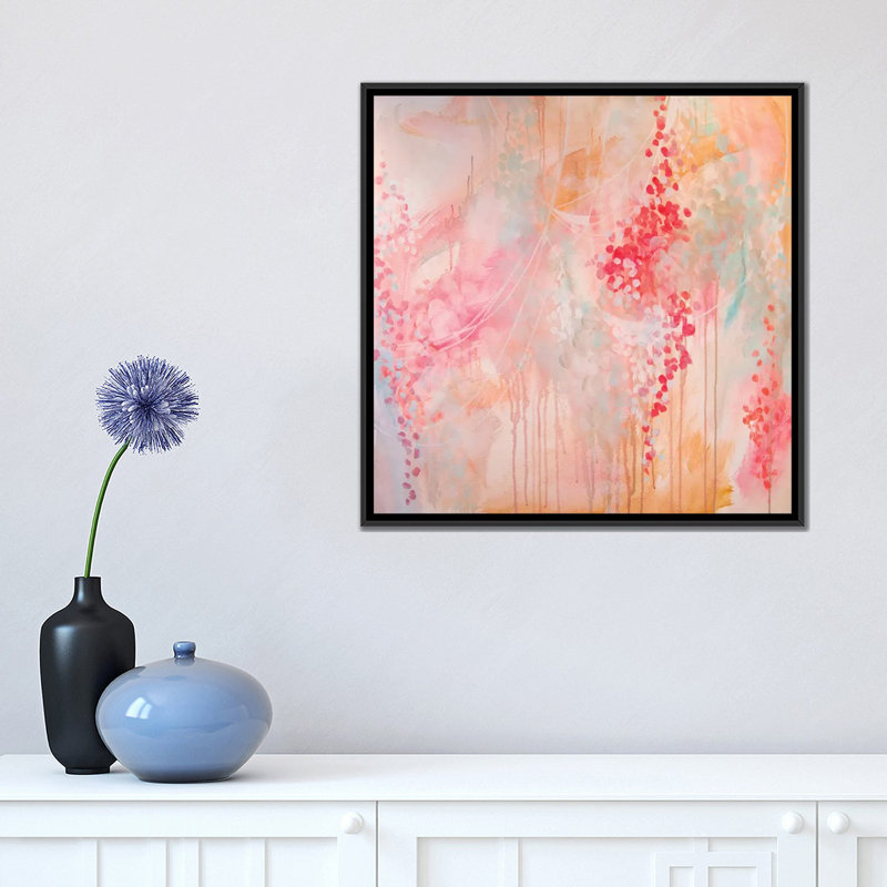 « bubble bain », impression sur toile tendue, H 18 po x l 18 po x P 1,5 po, Toile avec cadre noir, Pas de tapis