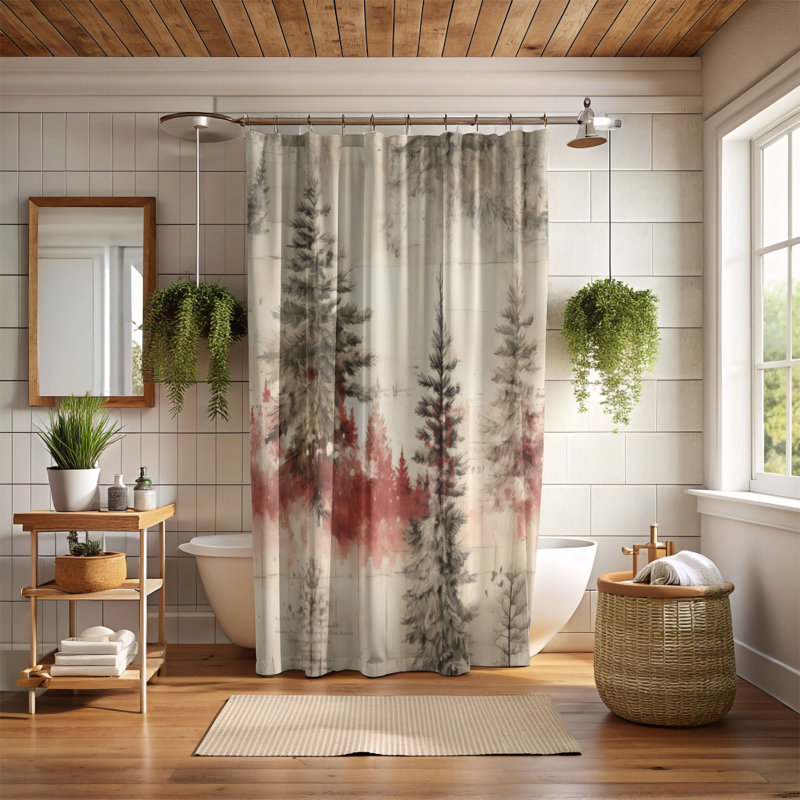 Rideau de douche Frosted Woodlands - Premium, H 74 po x l 71 po