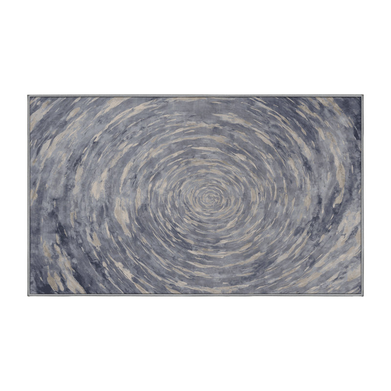 Machine Washable Gray Area Rug, Rectangle 3' x 5'