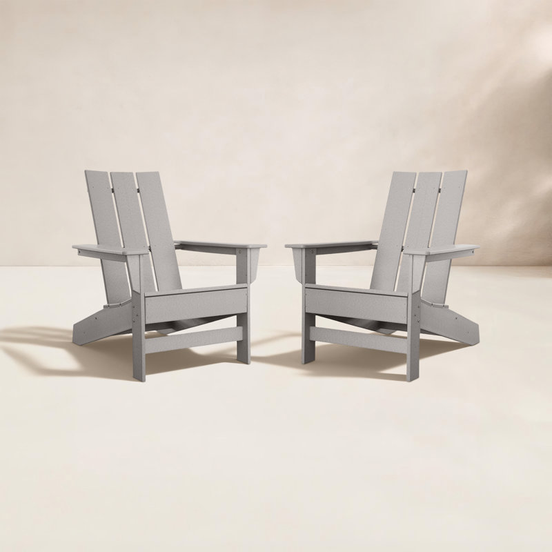 Ratcliff All-Weather HDPE Adirondack Chair Set of 2, Light Gray