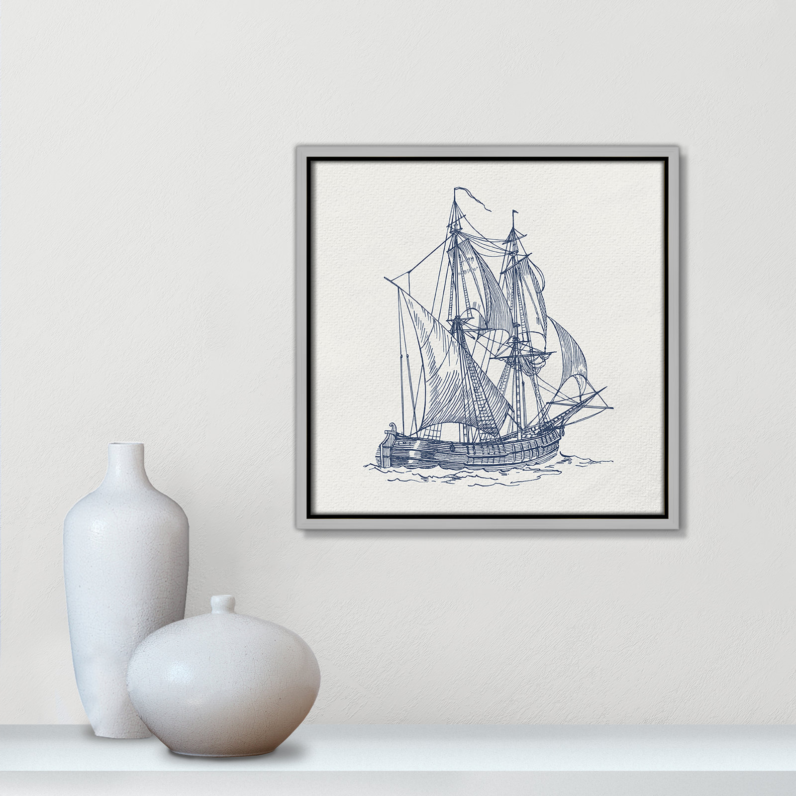 Into the Sea I Print by Kimberly Allen, Silver, 13.5" H x 13.5" W