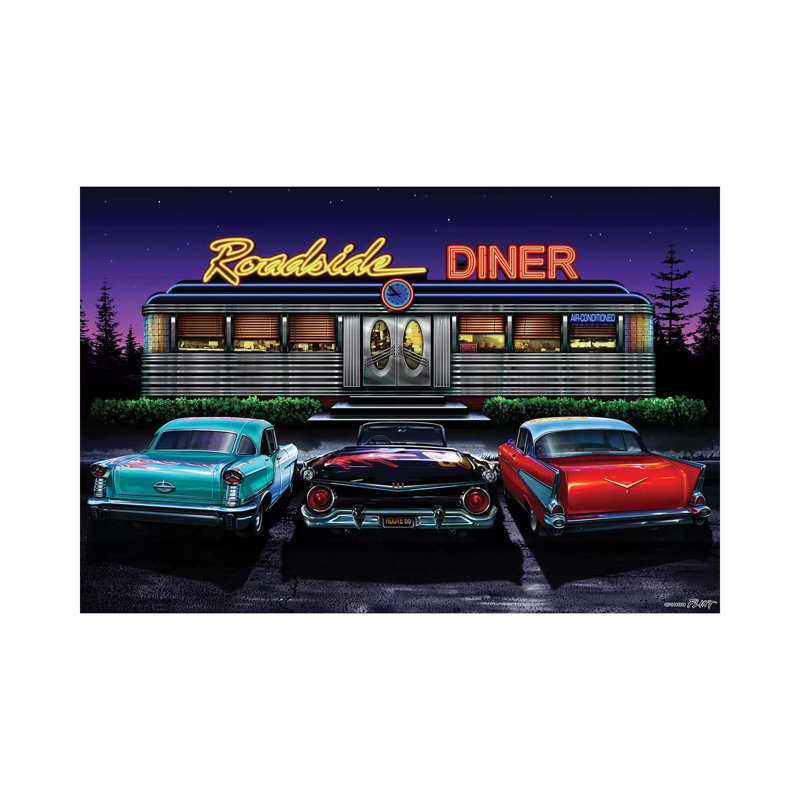 «Roadside Diner I» par Helen Flint, impression sur toile tendue, H 40 po x l 60 po x 1,5 po