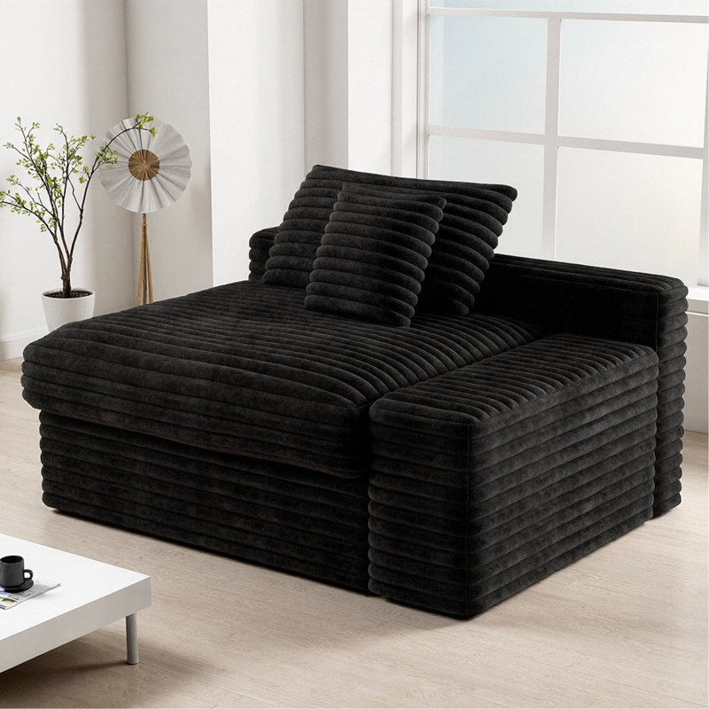 Canapé modulaire en velours côtelé Cozy, Noir