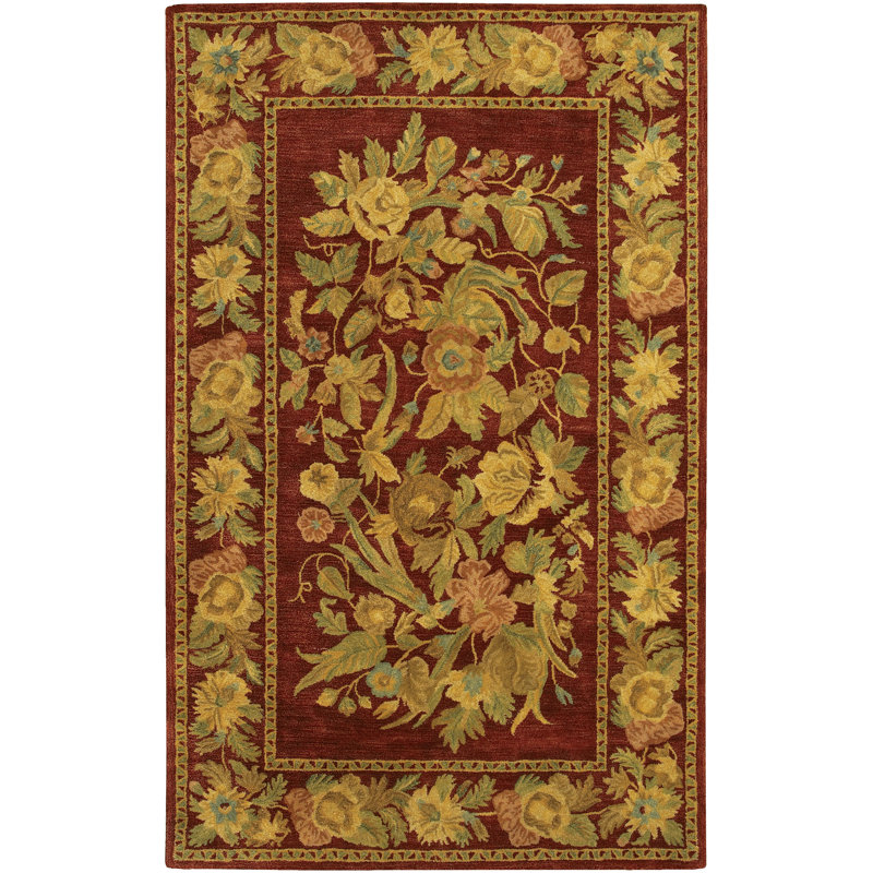Tapis rouge / brun clair en laine touffeté à la main Fulgham, Rectangle 7 pi 9 po x 10 pi 6 po