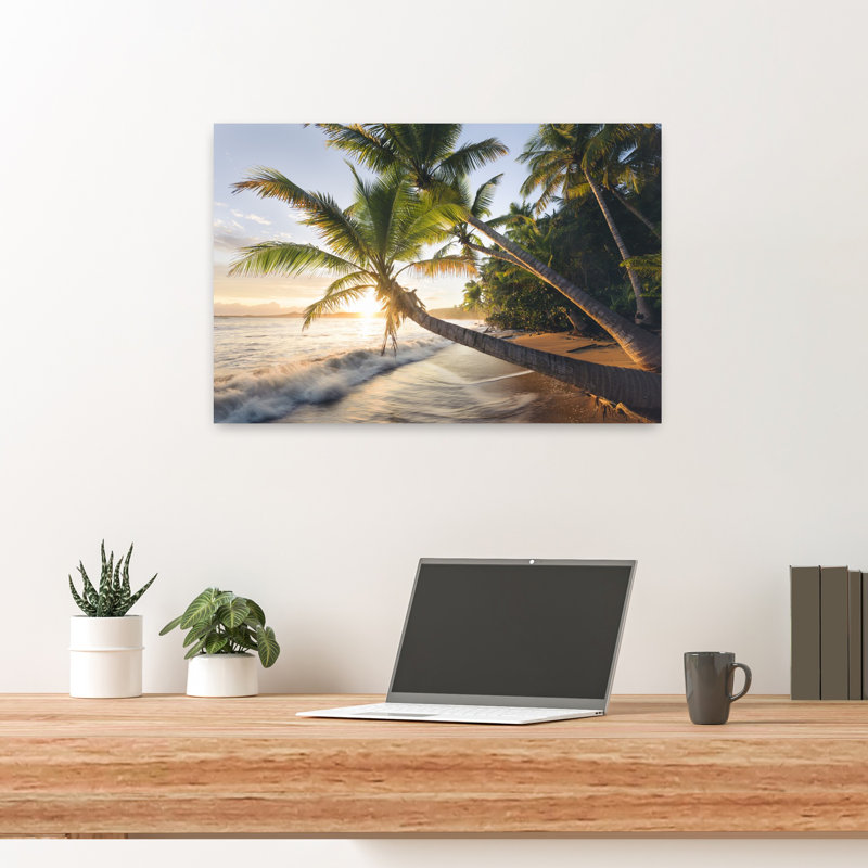 Contemporary Art Abstract Palm Tree Coastal Forest Art, 16" H x 24" W