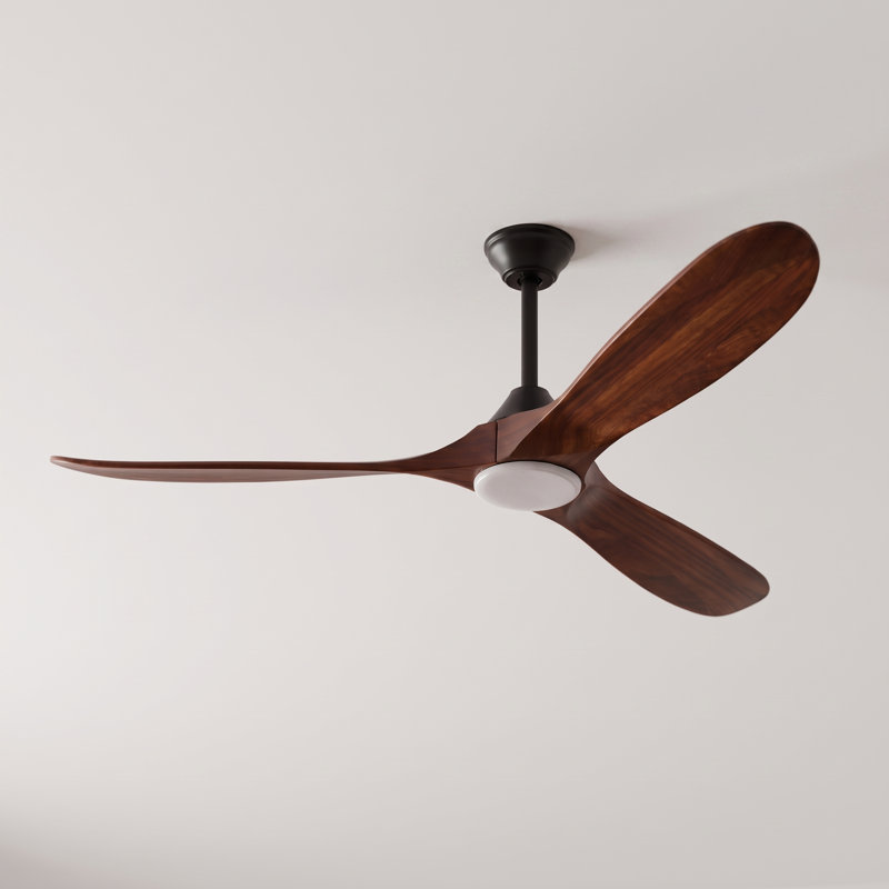 Ceiling Fan with LED Lights, Brown Wood, 106cm