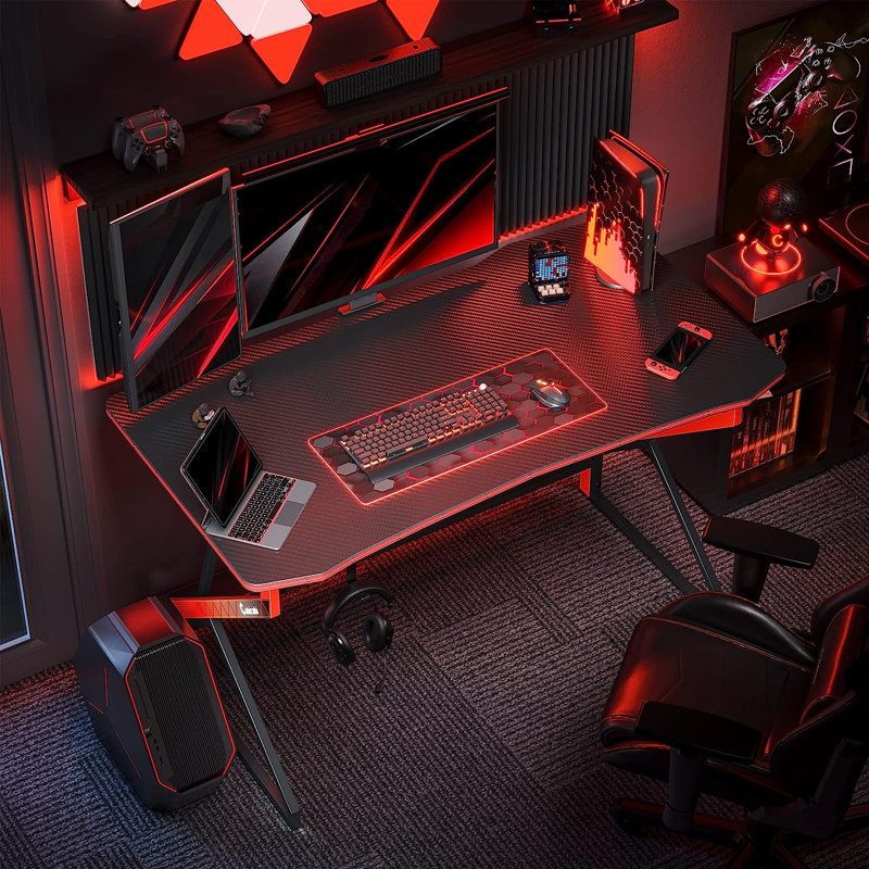 Kymorah Metal Base Computer Desk, Black, 28.1" H x 47" W x 23.6" D