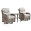 Ensemble de conversation d'extérieur 3 pièces avec chaises berçantes pivotantes en osier et table d'appoint Deb-1112917704-1112917711