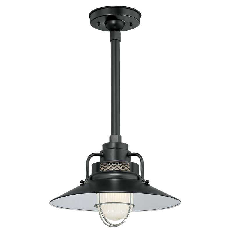 Luminaire suspendu conique à 1 lumière Eliseo, H 9,5 po x l 14 po x P 14 po, Noir satiné