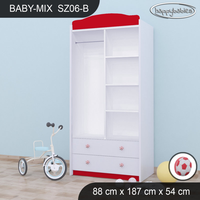 Baby 2 Door Wardrobe, Red