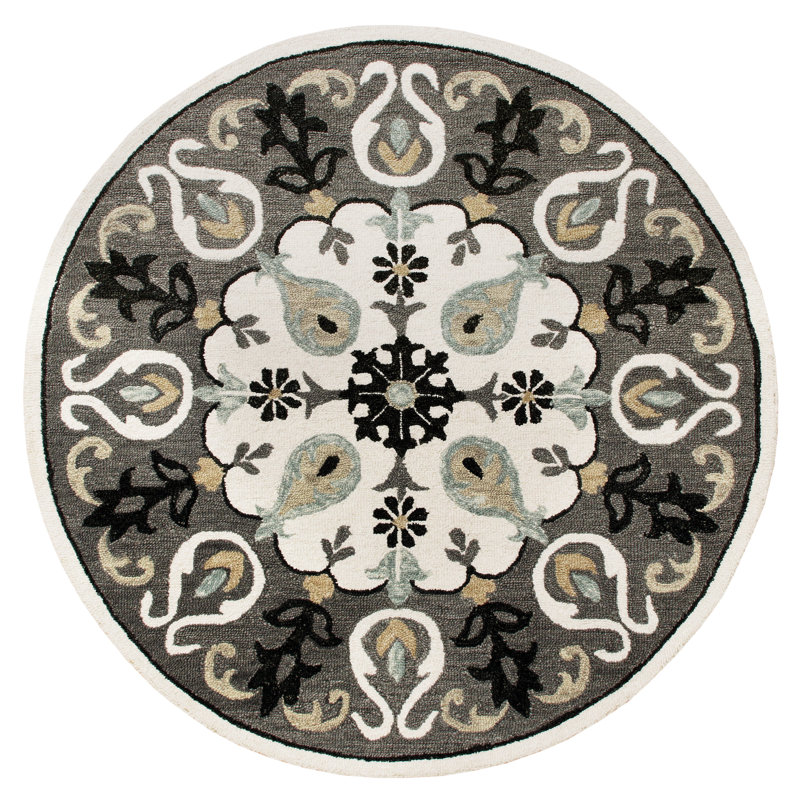 Hand Tufted Oriental Indoor Rug, Round 5'