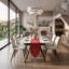 Table de salle à manger en pierre frittée rétractable extensible 55 po à 79 po avec 8 bases résistantes aux égratignures et à la chaleur blanc Chanel
