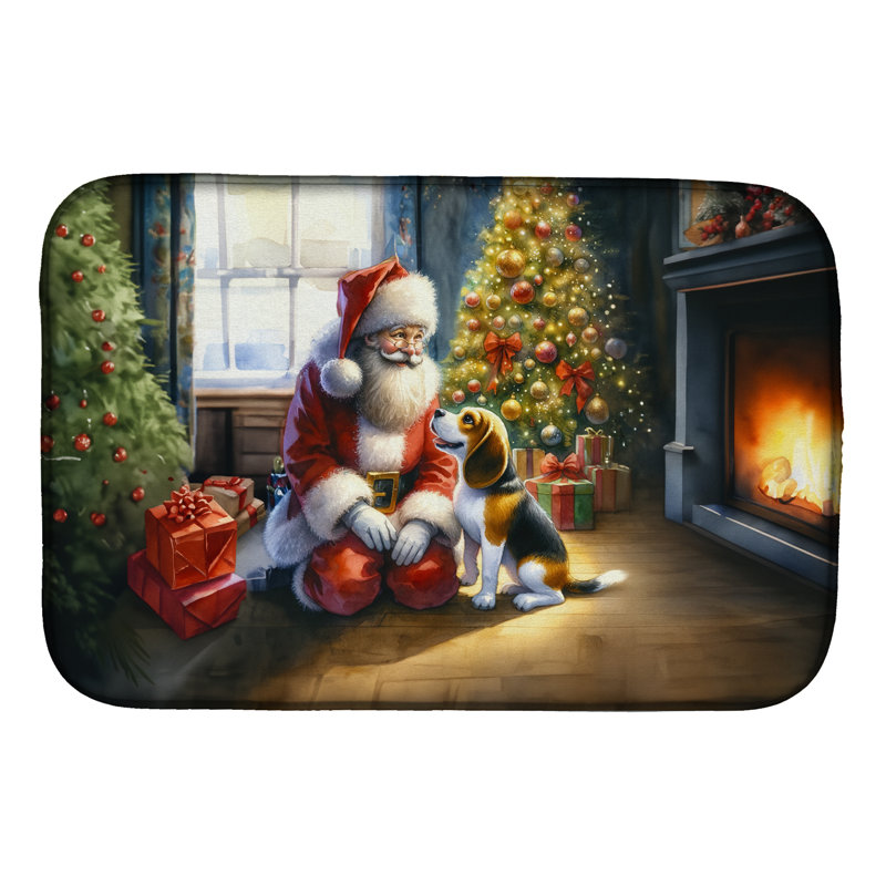 Beagle and Santa Claus Dish Drying Mat
