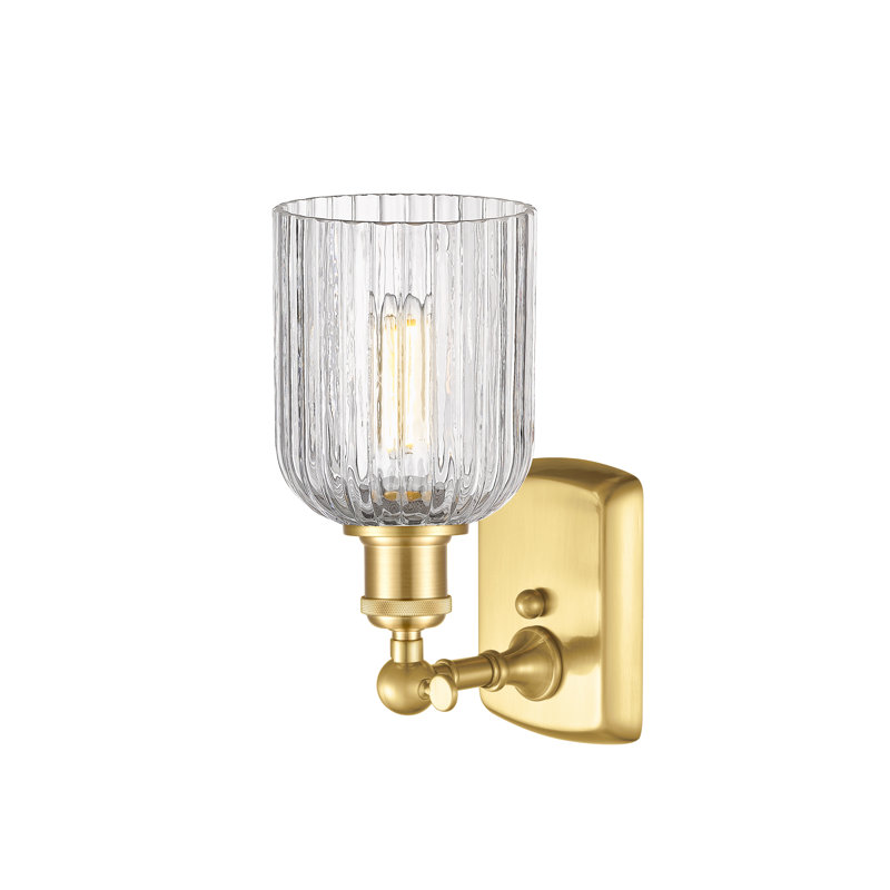 Northgate Steel Armed Sconce, Satin Gold, Clear