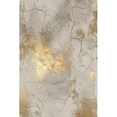 Abstract Wallpaper Cracked Gold Look Decorative Mural